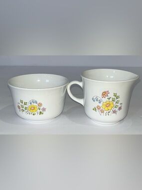 Vintage Corelle Spring Meadow Creamer and Sugar Bowl